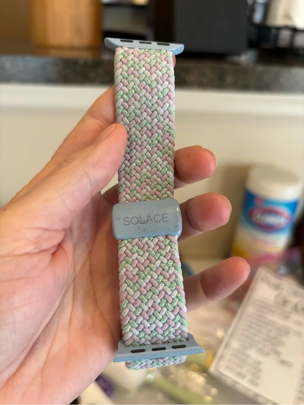 Solace Pastel Braided Apple Watch Band - Pink & Green